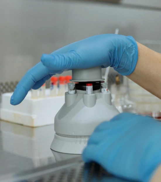 Close up view of a person working in a laboratory